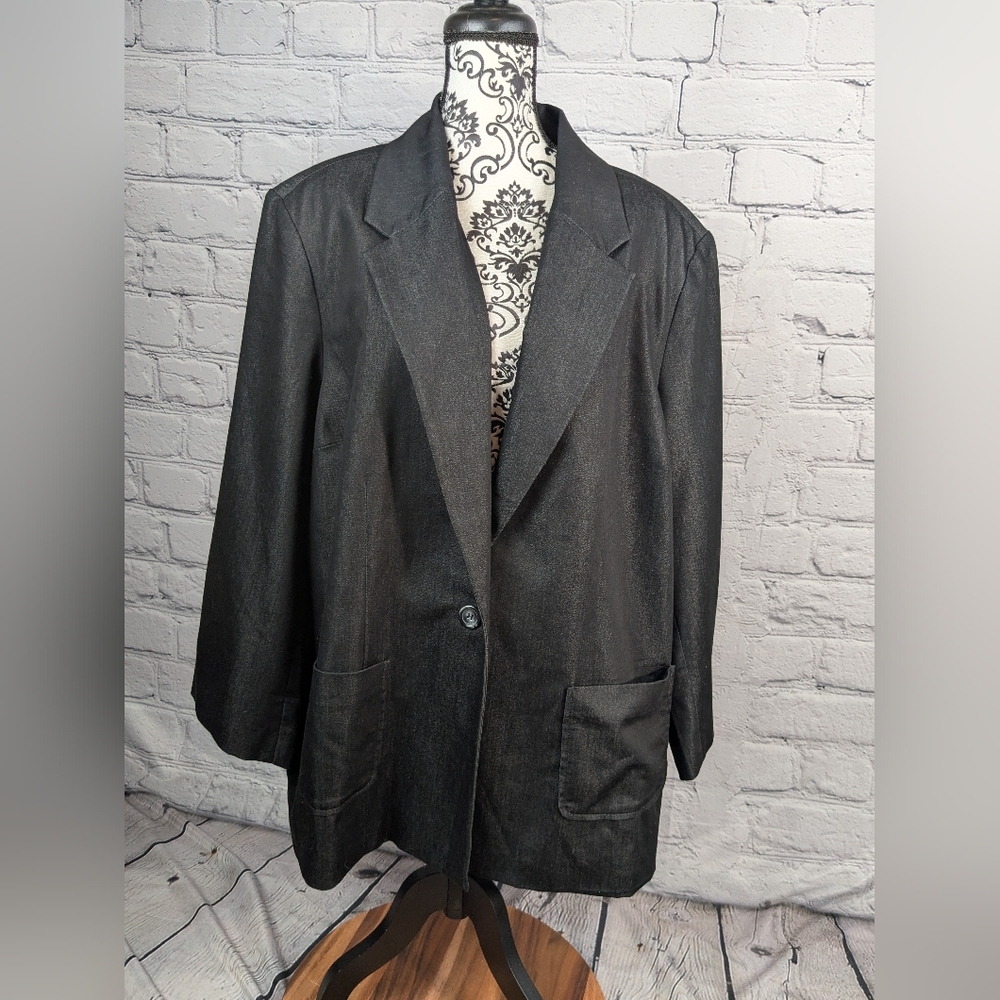 Susan Graver women's Long Sleeve Button Front Lined Jacket Size 3x Pockets bb08
